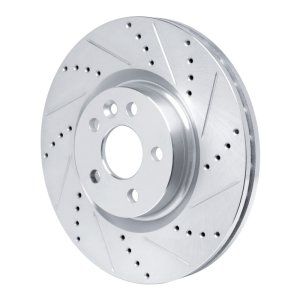 Jaguar E-Pace Brake Rotor (1) - Front Right - R1 Concepts - Drilled & Slotted - Silver - `15-`19